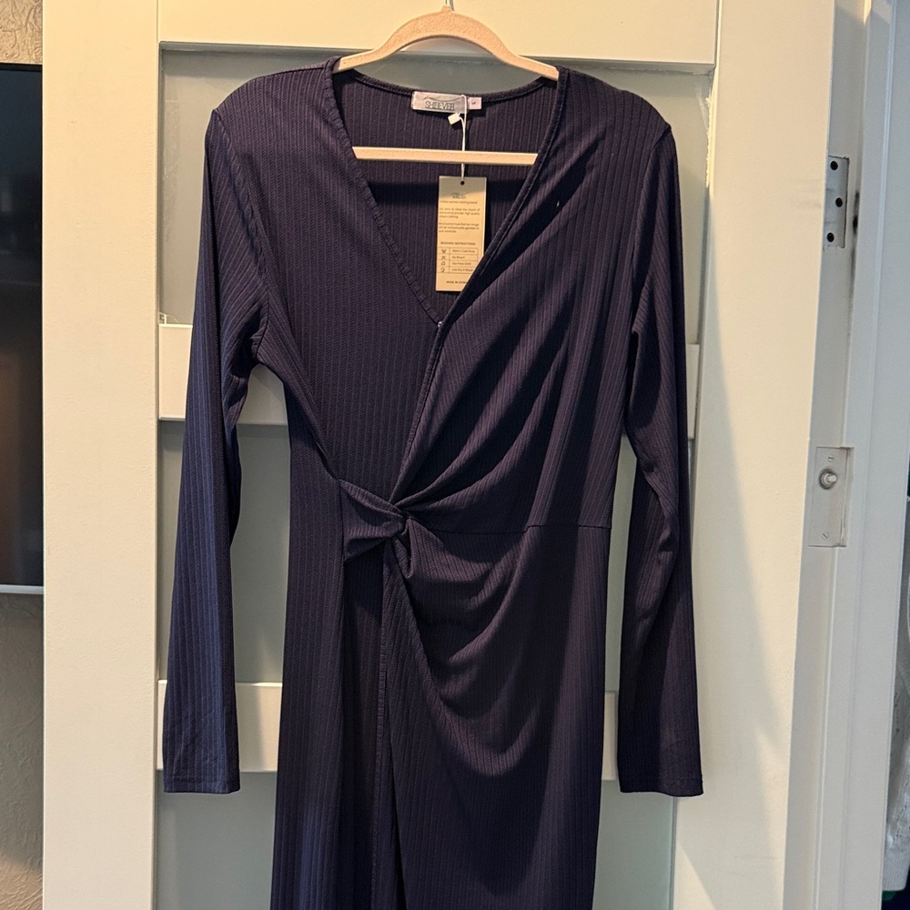 Amazon Deep Blue Long Sleeve Dress
